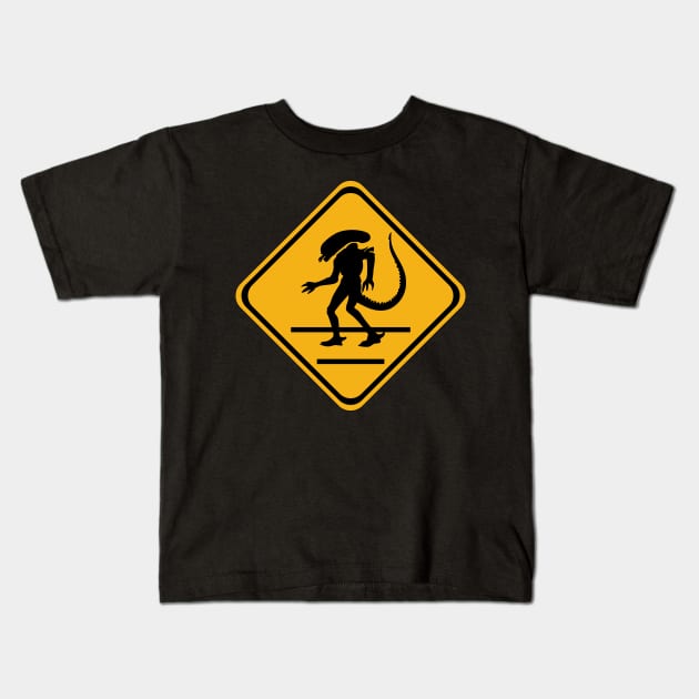 Alien Crosswalk Sign 1 Kids T-Shirt by prometheus31